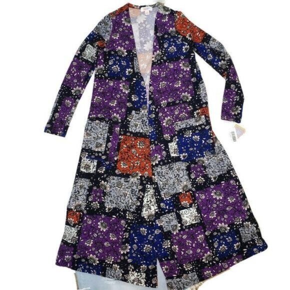 LuLaRoe NWT Sarah XS Long Sleeve Patchwork floral Duster Cardigan sweater - Picture 7 of 7